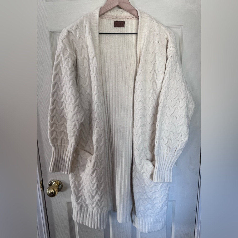 POL Sweater Womens White Chunky Duster Cardigan Long Oversized SMT425